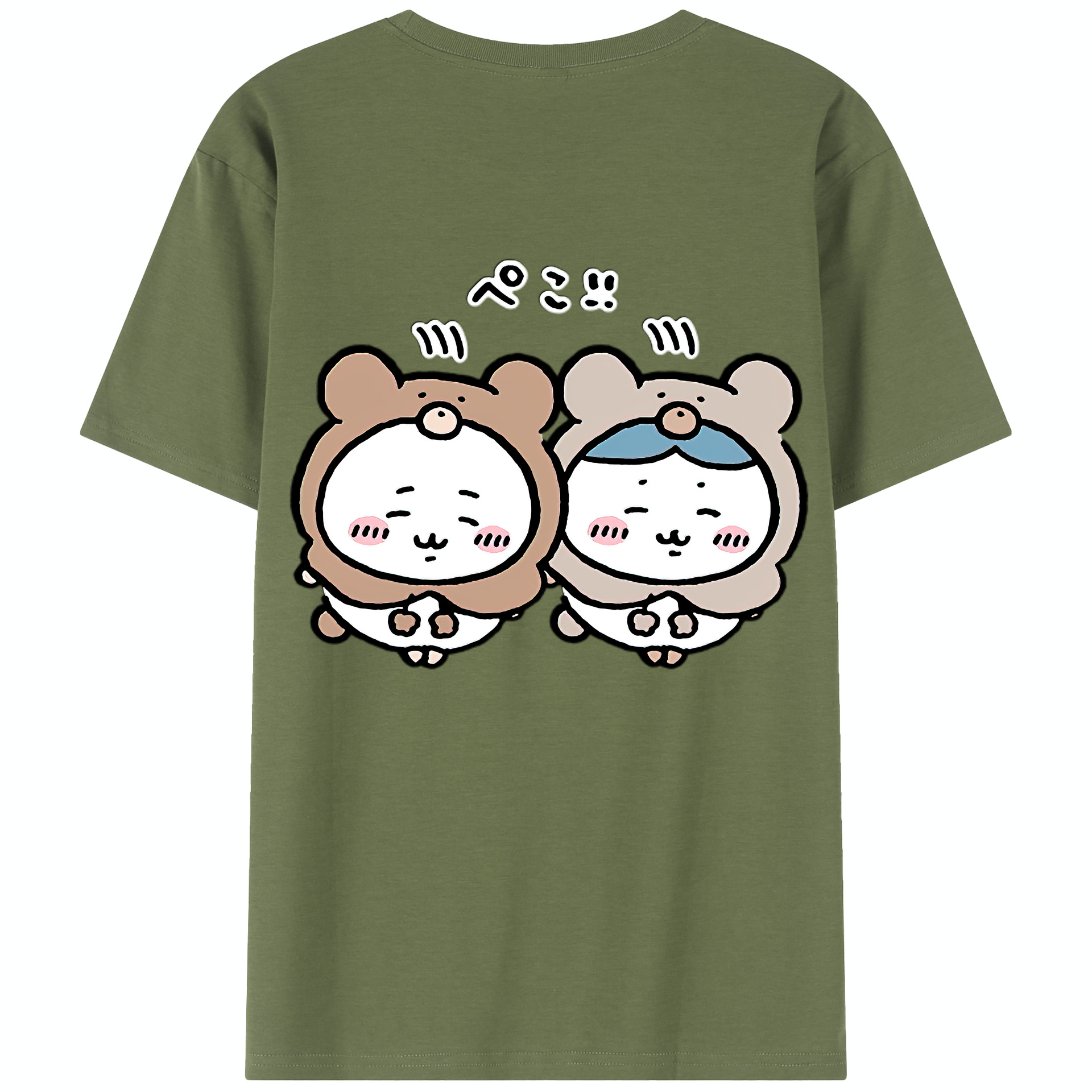 （画像用） ちいかわ ハチワレ Chii-kawa hachiware 綿100％半袖Tシャツ（背面プリント）